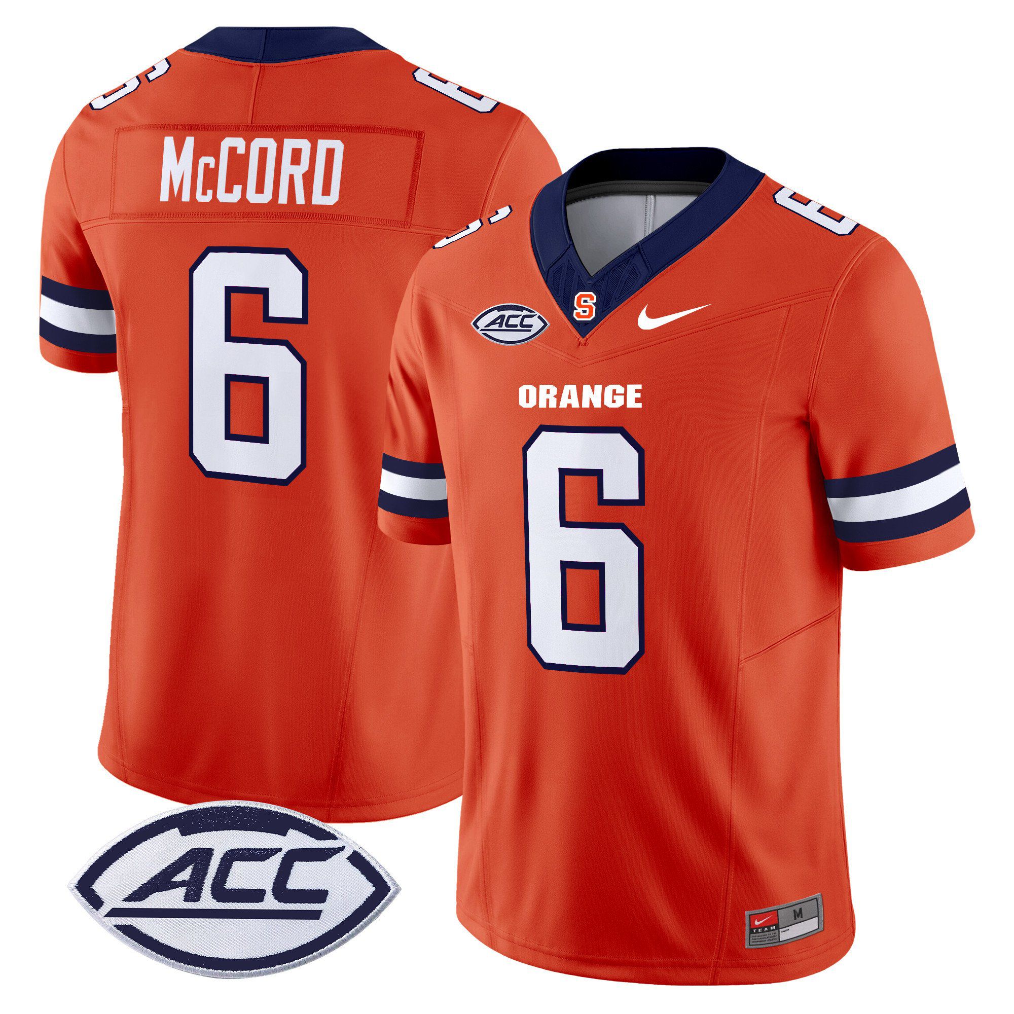 Men Syracuse Orange #6 Mccord Orange Nike 2024 Vapor Limited NCAA Jersey style 1